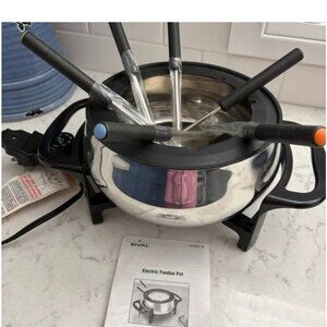 Stainless Steel Electric Fondue Pot - Black Handles